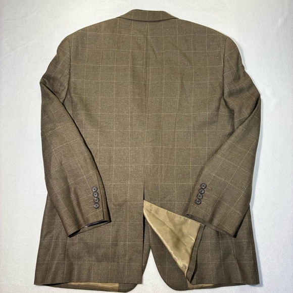 Ralph Lauren Brown Window Pane Sport Coat Blazer Jacket Men's 42 R Silk Wool - Picture 5 of 9